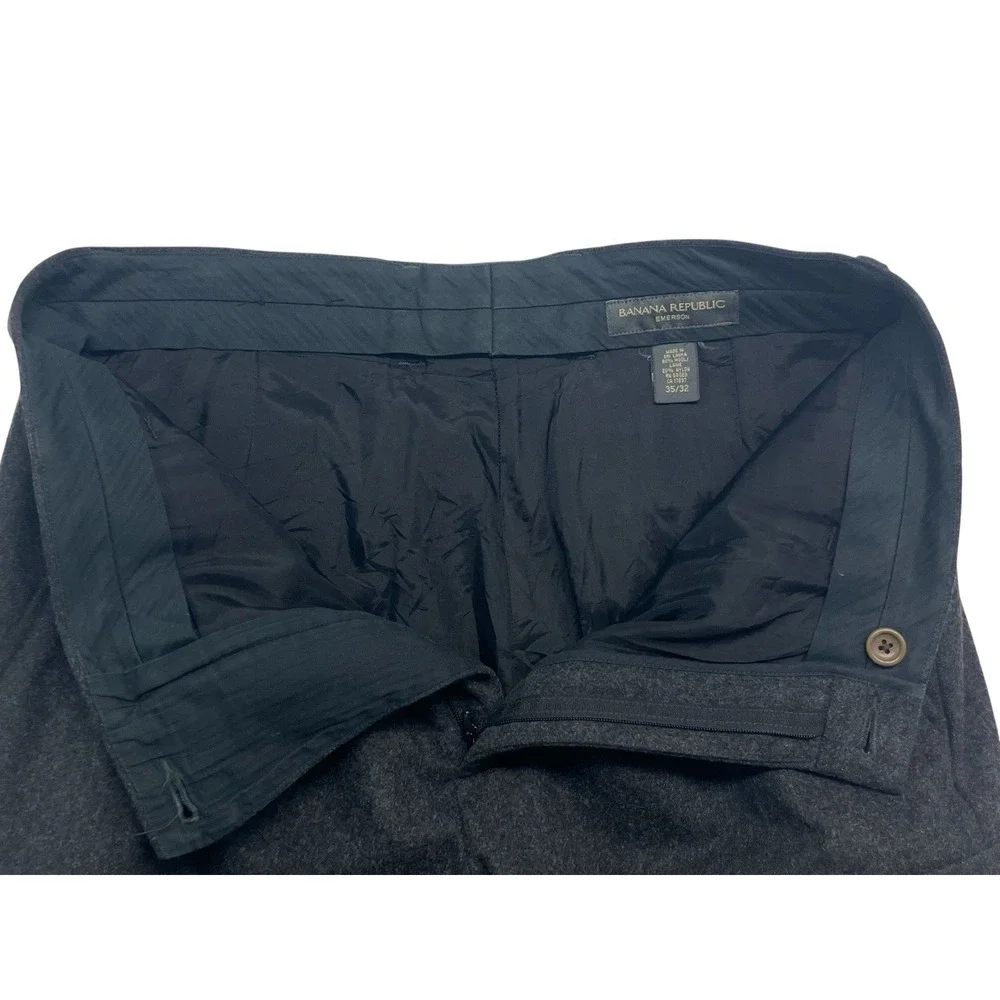 vtg Banana Republic 35x32 Emerson Cargo Pants Charcoal‎ Heavy Flannel Wool Mens